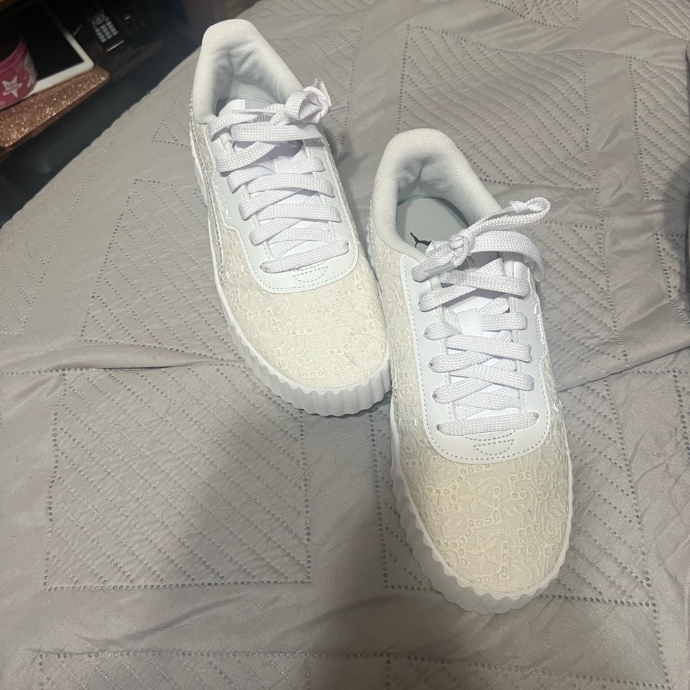 Puma White and Cream Sneakers with Modern Design